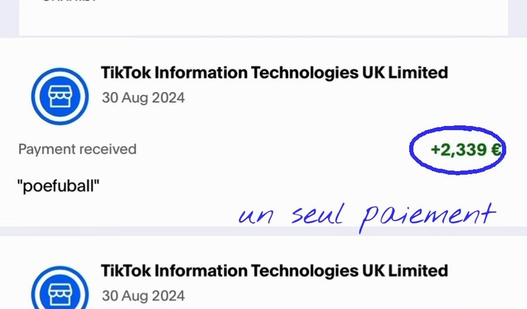 Paiements TikTok de l'été 2024, dont 2 339 euros